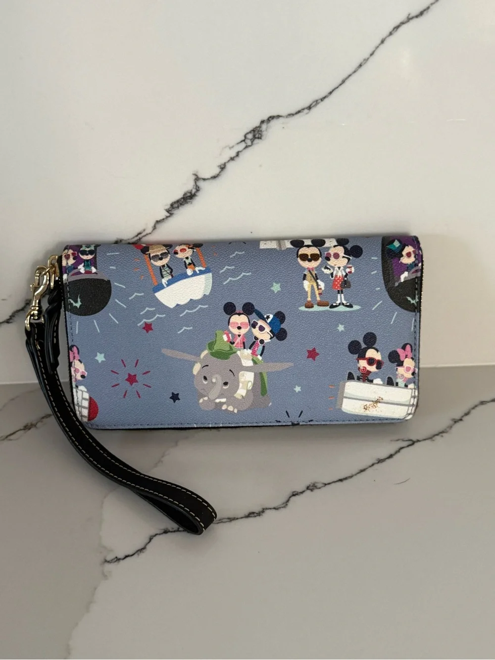 Disney Parks Dooney & Bourke Walt Disney World Attractions Wristlet Wallet Rare!
